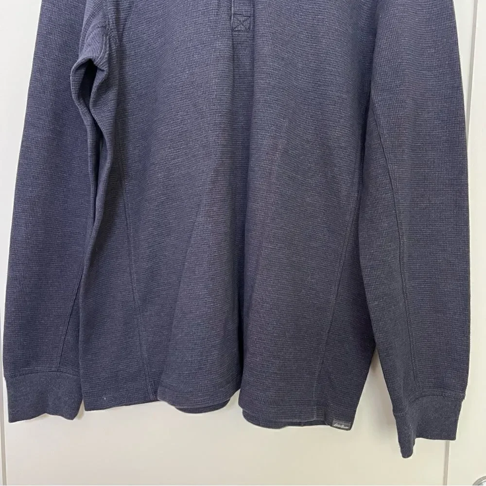 Eddie Bauer Thermal Shirt Mens Size XL Tall Heather Navy Long Sleeve Ultrasoft